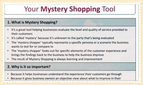 mystery shopping example.